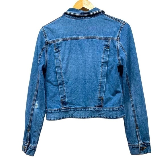 Free People Revolve Fitted Denim Jacket in Indigo Size Small - Picture 4 of 10